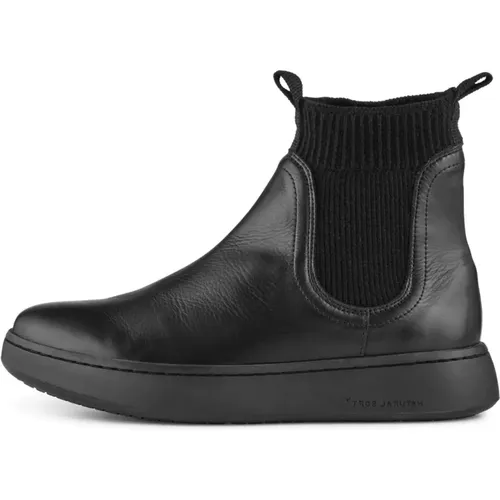 Moderner Leder-Slip-On-Stiefel , Damen, Größe: 36 EU - Woden - Modalova