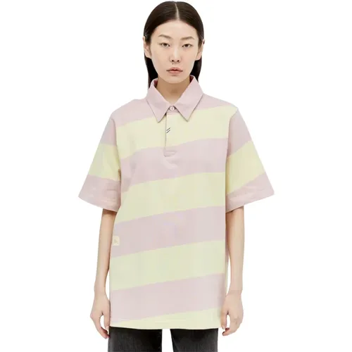 Gestreiftes Polo Shirt mit EKD-Druck , Damen, Größe: M - Burberry - Modalova