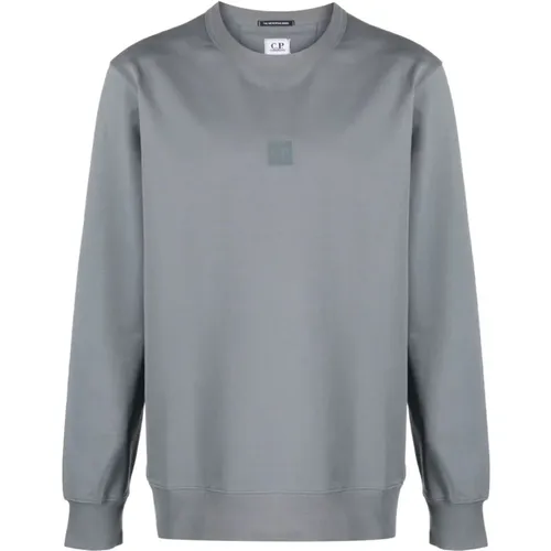 Graue Metropolis Sweaters mit Logo Patch , Herren, Größe: L - C.P. Company - Modalova