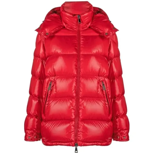 Gesteppte Kapuzenjacke Rot Daunen - Moncler - Modalova