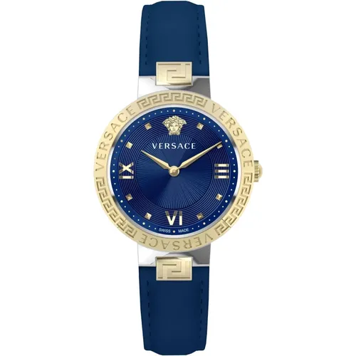 Greca Lady Leather Strap Watch , female, Sizes: ONE SIZE - Versace - Modalova