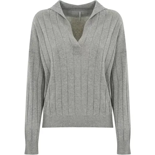 Kaschmir V-Ausschnitt Pullover Hellgrau , Damen, Größe: XS - Liviana Conti - Modalova