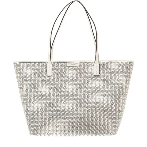 White Zippered Ever-ready Shopping Bag , female, Sizes: ONE SIZE - TORY BURCH - Modalova
