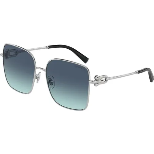 Tf3094 Sonnenbrille in Silber mit Blau Celeste und Blau Verlaufsgläsern - Tiffany - Modalova