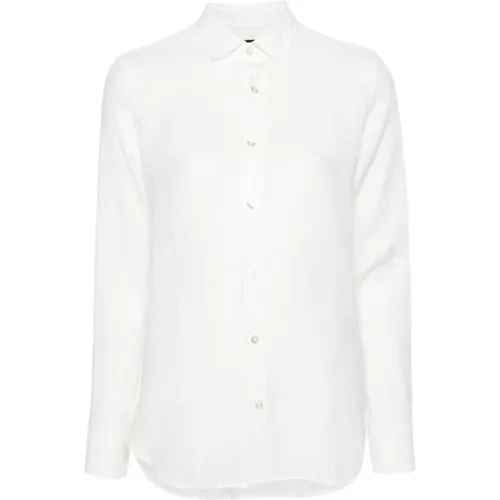 Weißes Leinenhemd mit klassischem Kragen , Damen, Größe: L - Peuterey - Modalova