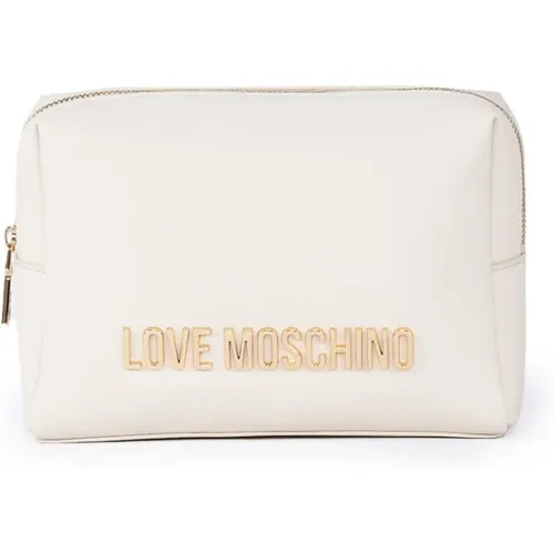 Eco-Leather Necessaire with Gold Metal Logo , female, Sizes: ONE SIZE - Love Moschino - Modalova
