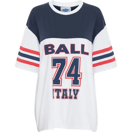 Sportliches Oversize T-Shirt mit Streifen , Damen, Größe: 2XL - Ball - Modalova