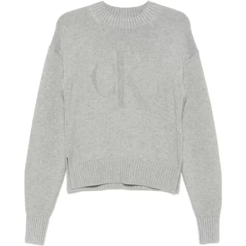 Grauer Herrenpullover , Damen, Größe: S - Calvin Klein Jeans - Modalova