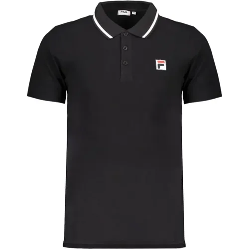 Schwarzes Baumwoll-Poloshirt mit kurzen Ärmeln , Herren, Größe: S - Fila - Modalova