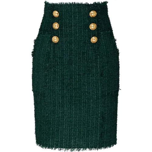 Dark Tweed Pencil Skirt , female, Sizes: XS, S - Balmain - Modalova