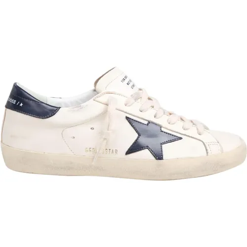 Blau Leder Sneakers Runde Spitze , Herren, Größe: 40 EU - Golden Goose - Modalova