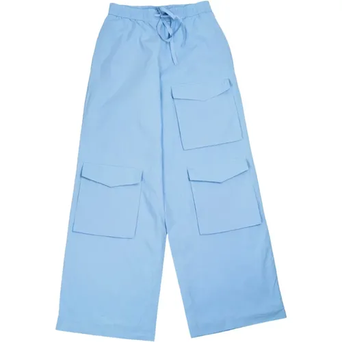 Cargo pants with pockets in sky , female, Sizes: M, S - Essentiel Antwerp - Modalova