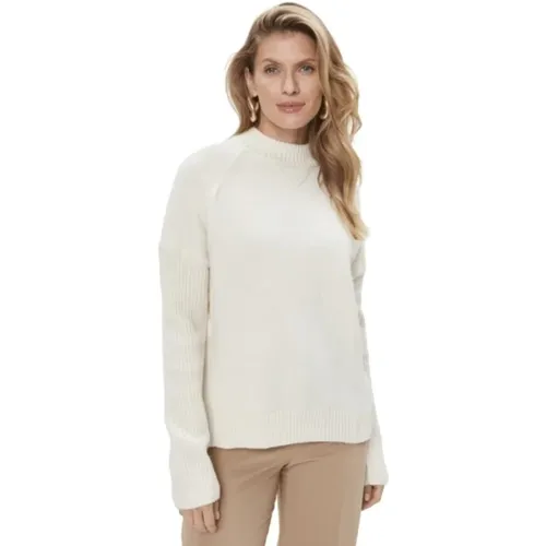 Mixed-Structure Virgin Wool Sweater , female, Sizes: L - Hugo Boss - Modalova