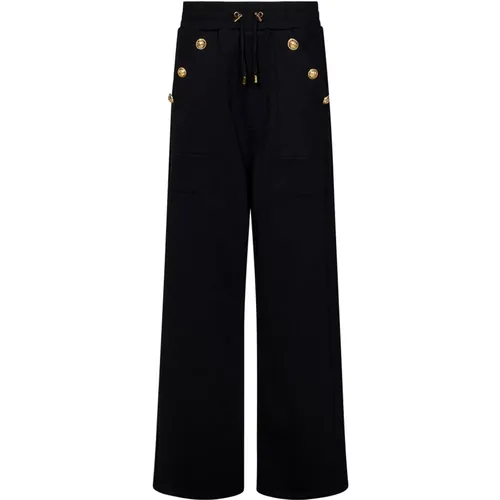 Chic Loose-Fit Fleece Trousers , female, Sizes: S, M - Balmain - Modalova