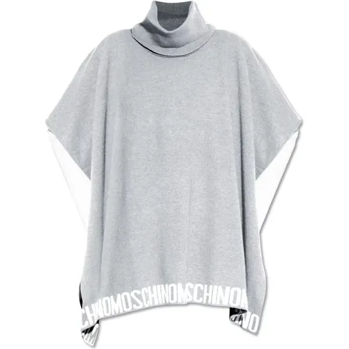 Poncho with Logo , female, Sizes: ONE SIZE - Moschino - Modalova