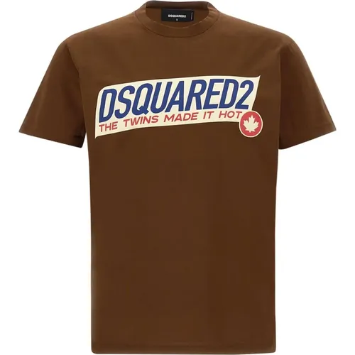 Braune T-Shirts und Polos , Herren, Größe: L - Dsquared2 - Modalova