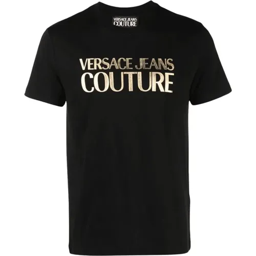 Schwarzes T-Shirt , Herren, Größe: S - Versace Jeans Couture - Modalova