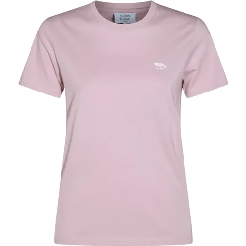 Rosa Baumwoll-Logo-T-Shirt , Damen, Größe: L - Maison Kitsuné - Modalova