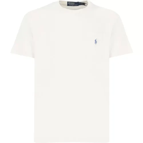 Weißes Baumwoll-Leinen Rundhals-T-Shirt , Herren, Größe: 2XL - Ralph Lauren - Modalova