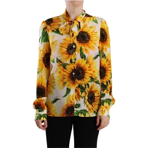 Sonnenblumen Seiden Ascot Bluse - Dolce & Gabbana - Modalova