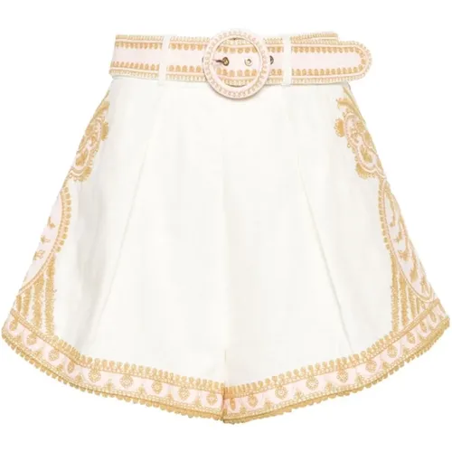 Weiße Bestickte Flare-Shorts , Damen, Größe: M - Zimmermann - Modalova