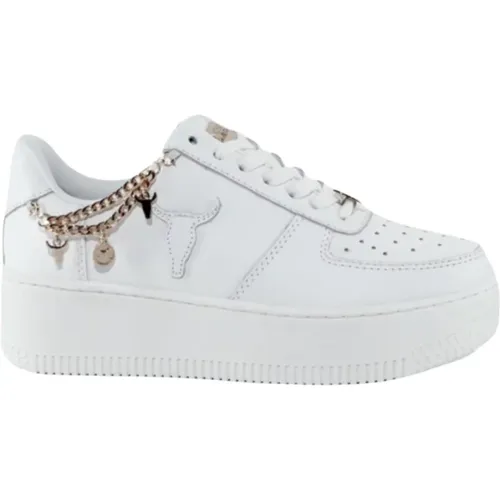 Weiße Brave/Goldene Kette Sneakers , Damen, Größe: 36 EU - Windsor Smith - Modalova