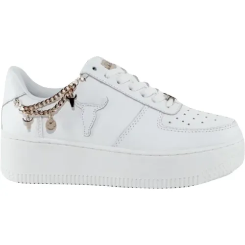 Weiße Brave/Goldene Kette Sneakers , Damen, Größe: 39 EU - Windsor Smith - Modalova