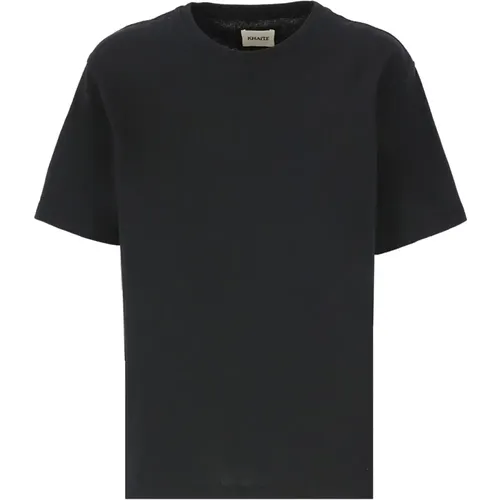 Schwarzes Baumwoll-T-Shirt mit Logo-Patch - Khaite - Modalova