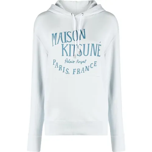 Clear Cotton Sweatshirt with Logo Print , male, Sizes: L - Maison Kitsuné - Modalova
