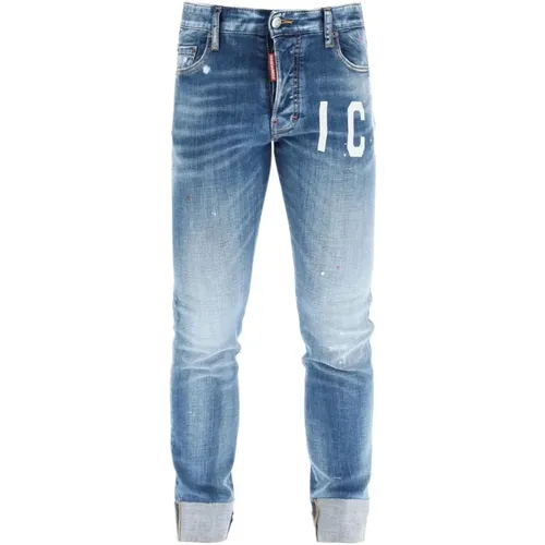 Logo Printed Distressed Jeans , male, Sizes: XL, S, 3XL, L - Dsquared2 - Modalova