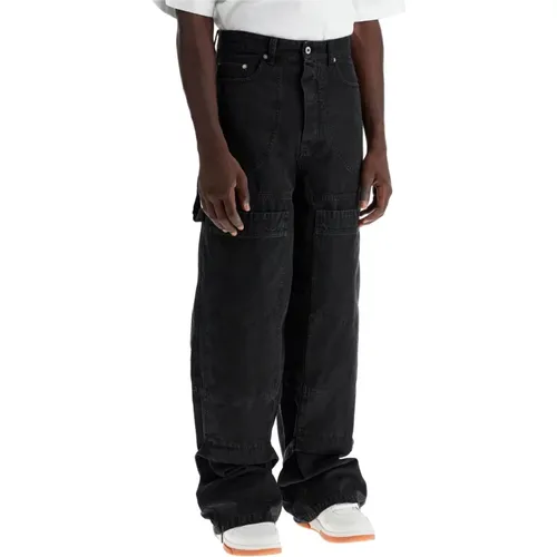 Canvas Carpenter Pants with Knee Pockets , male, Sizes: W30, W34, W33, W32 - Off White - Modalova