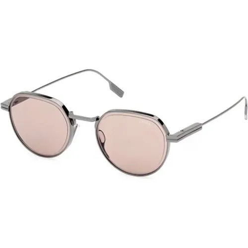 Gunmetal Brown Sunglasses Ez0244 08E , unisex, Sizes: 52 MM - Ermenegildo Zegna - Modalova