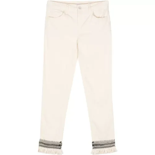 Trousers Cream , female, Sizes: W30, W29, W32, W27, W28 - Liu Jo - Modalova