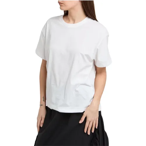 Weiße Baumwoll-Halbarm T-shirt , Damen, Größe: M - Manila Grace - Modalova