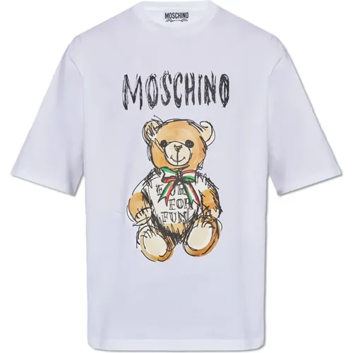 T-shirt with logo , male, Sizes: L, XS, S - Moschino - Modalova