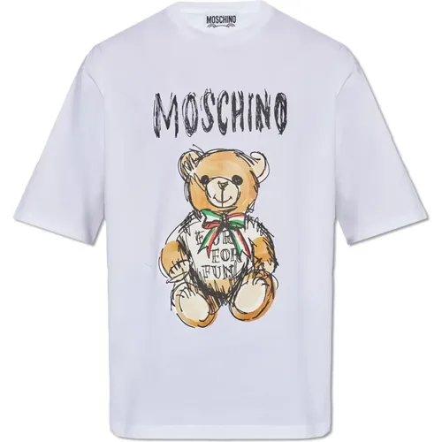 T-shirt with logo , male, Sizes: M, XL, L - Moschino - Modalova
