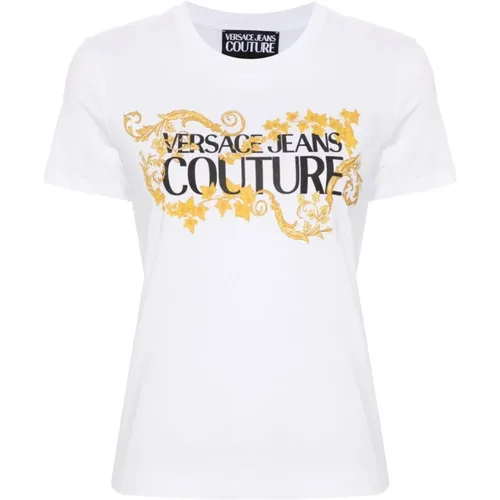 Weiße T-Shirts und Polos Stilvolles Design , Damen, Größe: XS - Versace Jeans Couture - Modalova