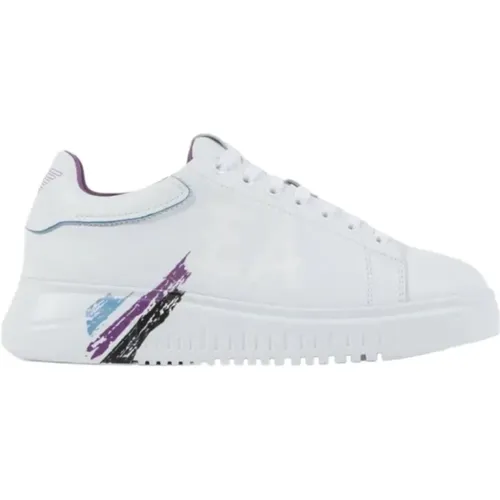 Multicolor Brushstroke Logo Sneakers - Size 38 , female, Sizes: 4 UK - Emporio Armani - Modalova