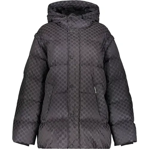 Logo Print Hooded Down Jacket , Damen, Größe: L - Karl Lagerfeld - Modalova