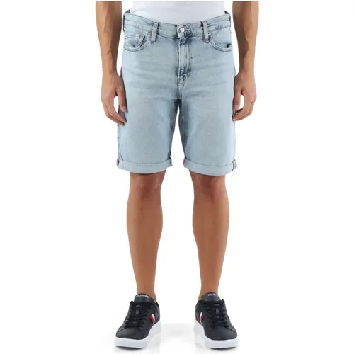 Slim Fit Bermuda Jeans Fünf Taschen , Herren, Größe: W32 - Calvin Klein Jeans - Modalova