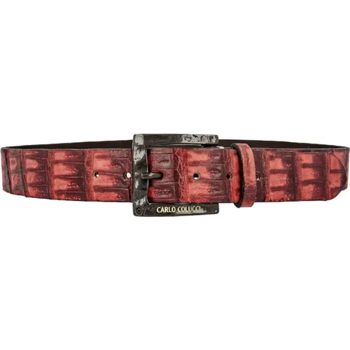 Elegant Caiman Leather Belt , male, Sizes: 95 CM - carlo colucci - Modalova