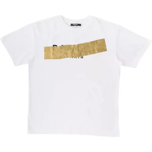 Weißes Regular Fit Baumwoll T-Shirt - Balmain - Modalova