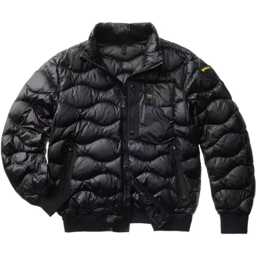 Schwarzer Nylon Puffermantel , Herren, Größe: 2XL - Blauer - Modalova