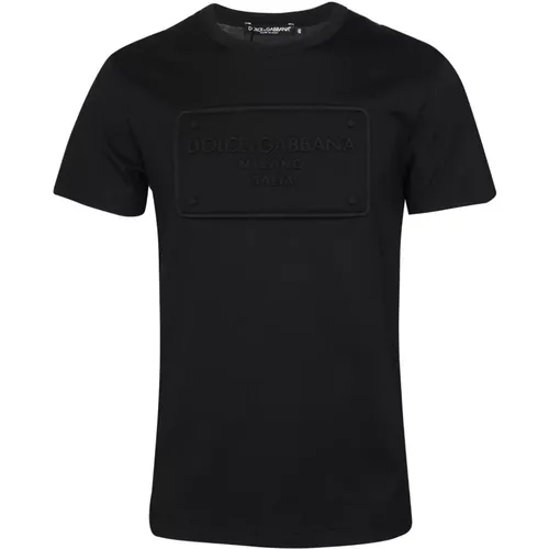 Cotton T-Shirt with DG Embroidery Patch , male, Sizes: S - Dolce & Gabbana - Modalova
