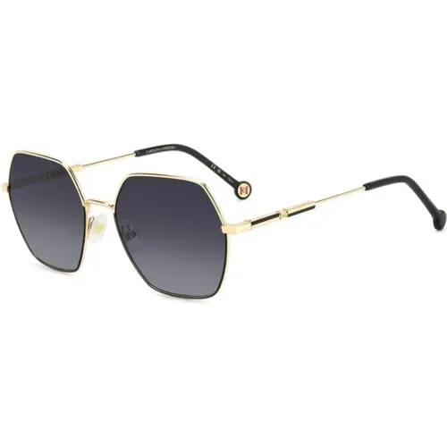 Gold Schwarze Sonnenbrille mit Dunkelgrauen Gläsern,Gold & Schwarze Sonnenbrille mit Dunklen Gläsern - Carolina Herrera - Modalova