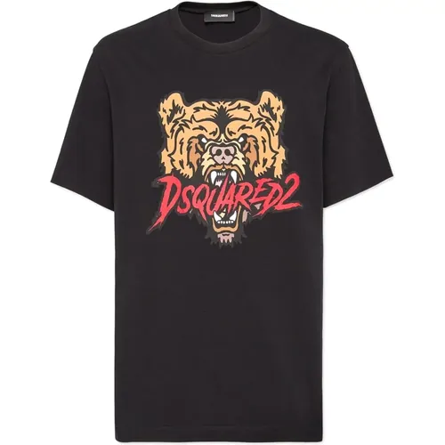 Cotton Jersey T-Shirt with Printed Pattern , male, Sizes: 3XL, 2XL, XL, L, S, M - Dsquared2 - Modalova