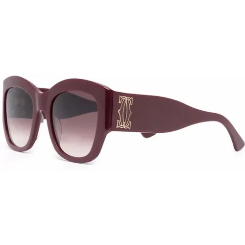 Rote Sonnenbrille für den täglichen Gebrauch , Damen, Größe: 52 MM - Cartier - Modalova
