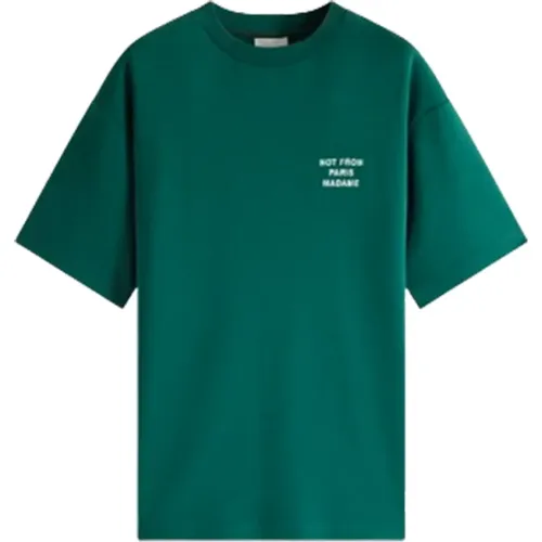 Waldgrünes Slogan T-Shirt , Herren, Größe: S - Drole de Monsieur - Modalova