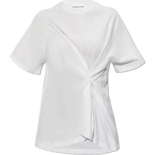 T-Shirt mit Raffung , Damen, Größe: XS - Victoria Beckham - Modalova