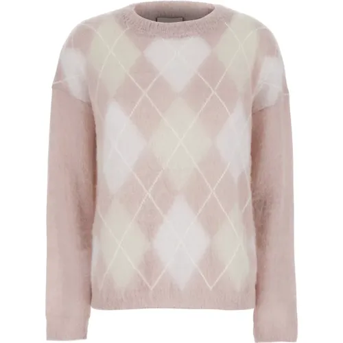 Rosa Argyle Rundhals Pullover - Semicouture - Modalova